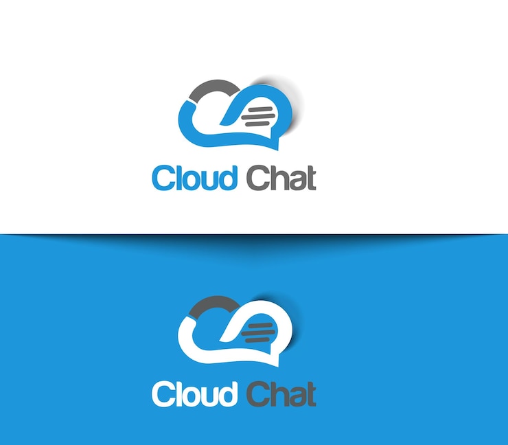 Vetor grátis design do modelo do logotipo do chat na nuvem