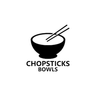 Design do modelo do logotipo do chopstick bowl