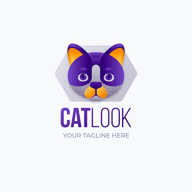 Vetor grátis design do modelo do logotipo do gato