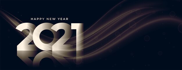 Design elegante de banner brilhante de feliz ano novo 2021