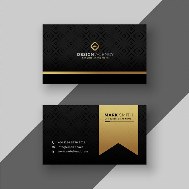 Design elegante de cartão preto e dourado