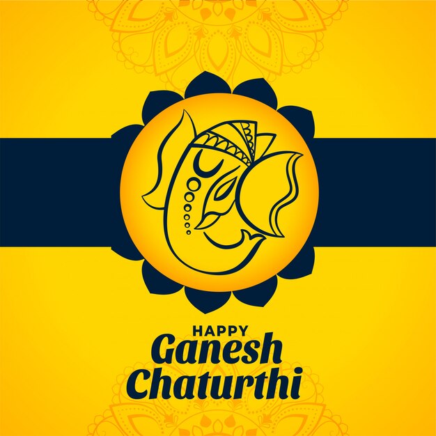 Design elegante e feliz em ganesh chaturthi amarelo