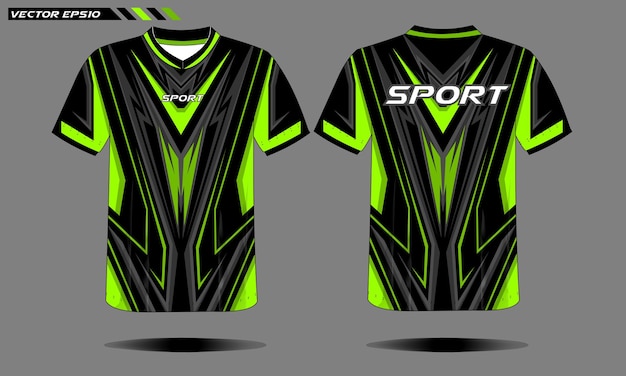Design esportivo para camisa de corrida cor verde Vetor Premium