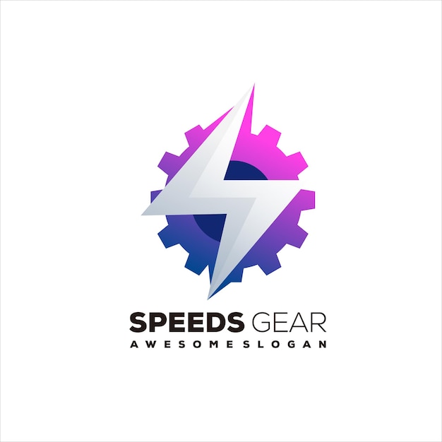 Design gradiente de logotipo colorido gear thunder
