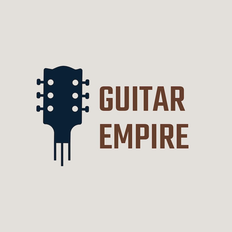 Vetor grátis design minimalista do logotipo da guitarra com texto de edição