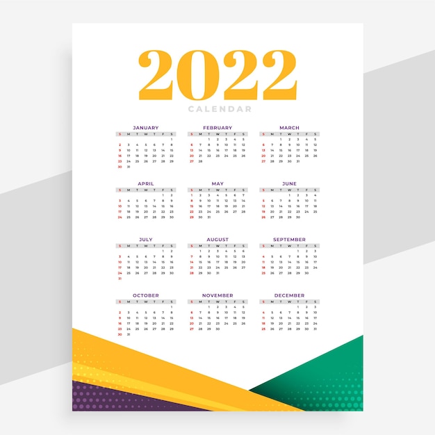 Design moderno do calendário 2022 para o ano novo Vetor grátis