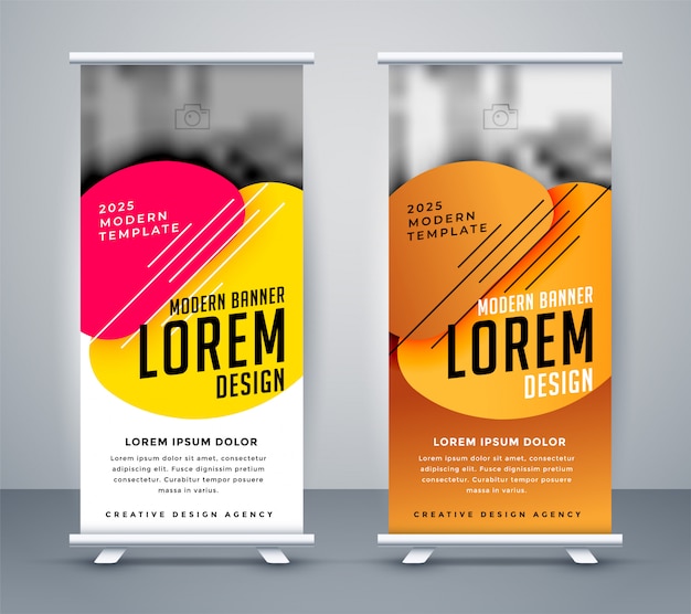 Vetor grátis design moderno standee em estilo abstrato