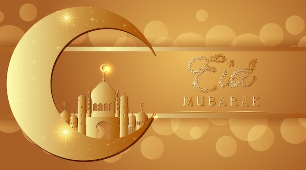 Design para cartão de eid mubarak festival muçulmano