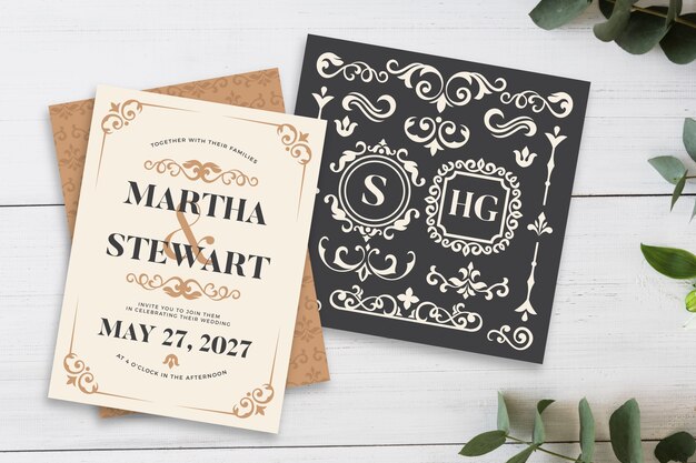Design para modelo de convite de casamento