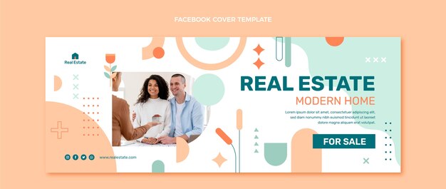 Design plano abstrato geométrico imobiliário capa do facebook