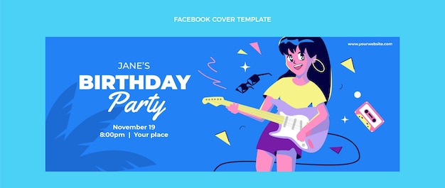 Design plano capa nostálgica do facebook do aniversário dos anos 90