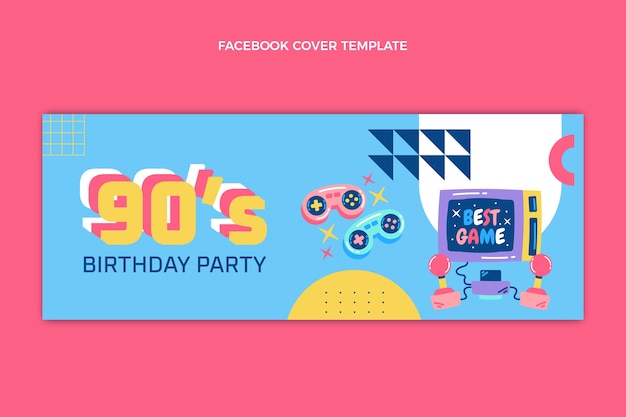 Design plano capa nostálgica do facebook do aniversário dos anos 90