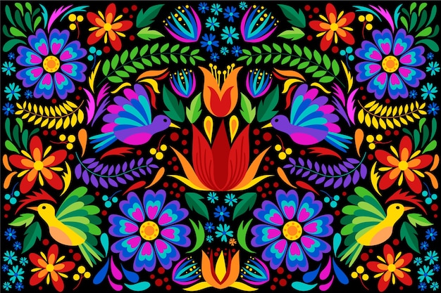 Design plano colorido fundo mexicano