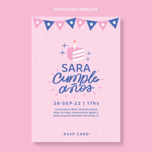Design plano convite mínimo de aniversário