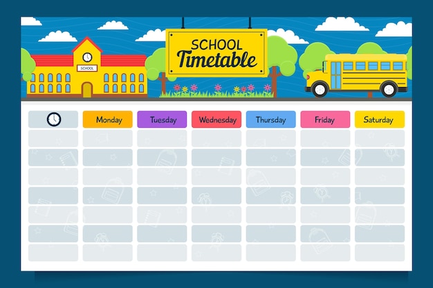 Vetor grátis design plano criativo de volta ao calendário escolar