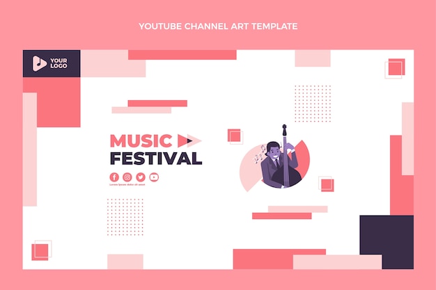 Design plano da arte do canal do youtube do festival de música