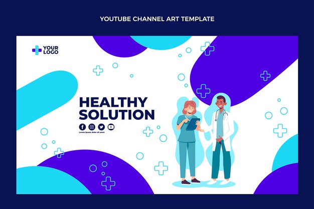 Design plano da arte do canal médico do youtube