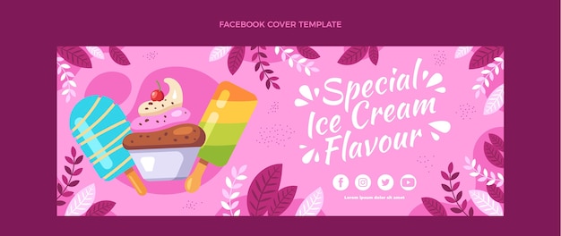 Vetor grátis design plano da capa do facebook de comida