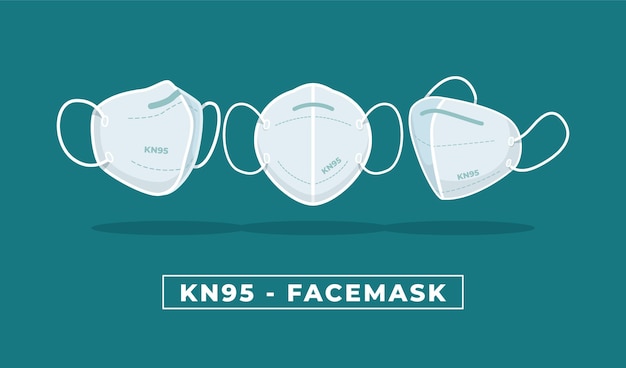 Design plano da máscara facial kn95 em diferentes perspectivas