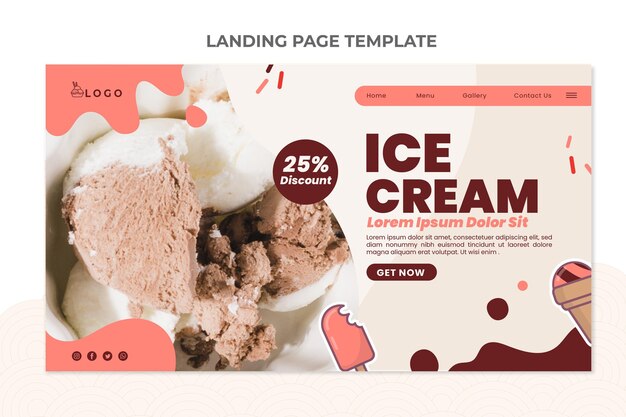 Design plano da página de destino de alimentos