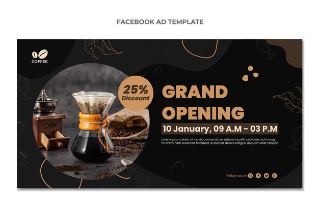 Design plano de anúncio de comida no Facebook