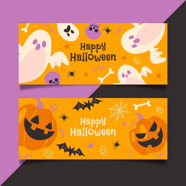 Design plano de banners de Halloween