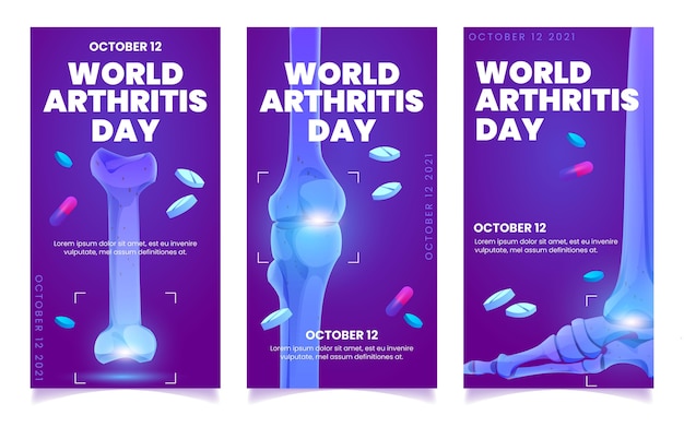 Vetor grátis design plano de banners verticais do dia mundial da artrite