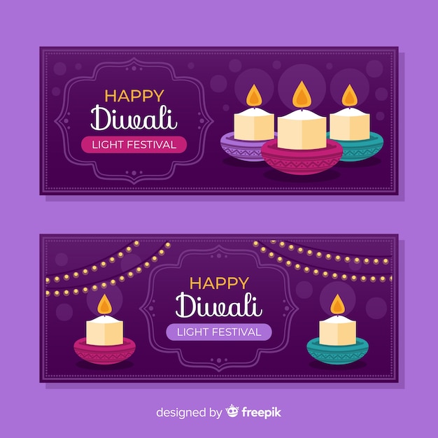 Design plano de banners web de diwali