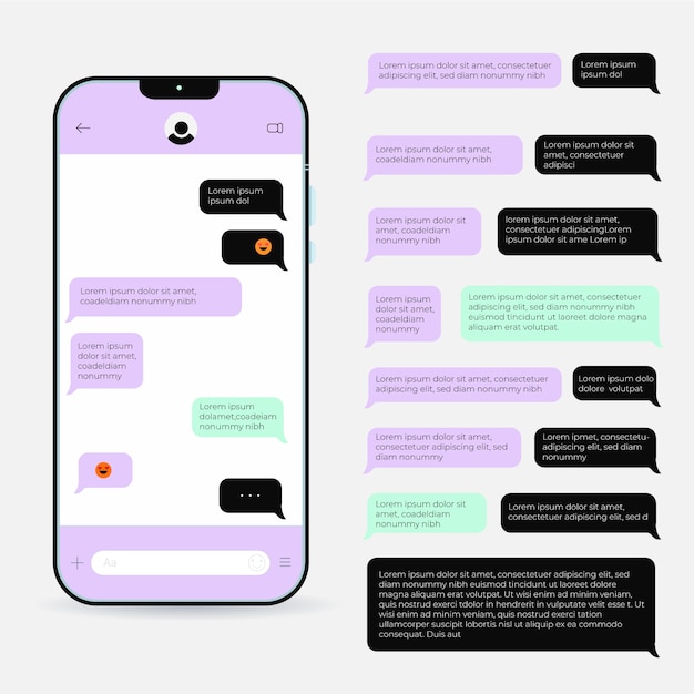 Vetor grátis design plano de bolha de texto de telefone