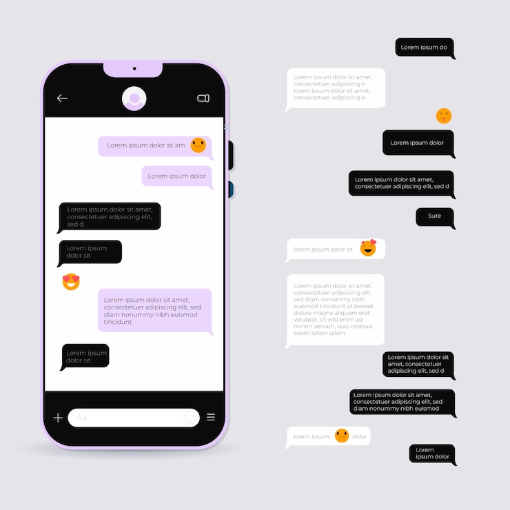Vetor grátis design plano de bolha de texto de telefone