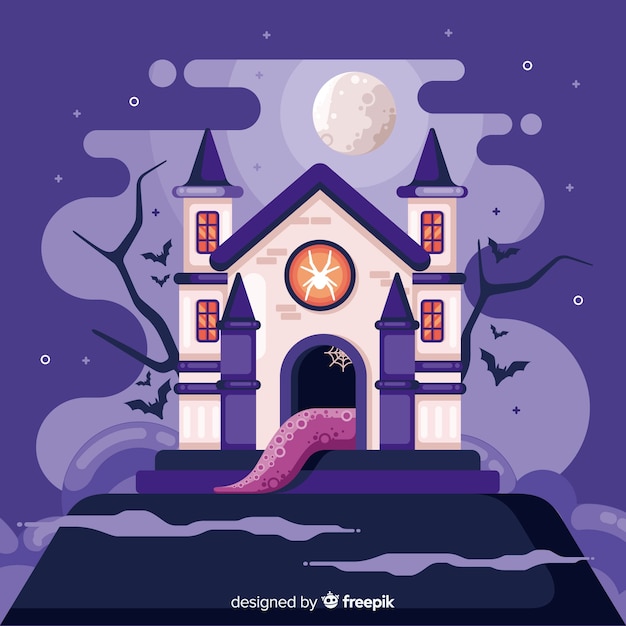 Design plano de casa assombrada de halloween