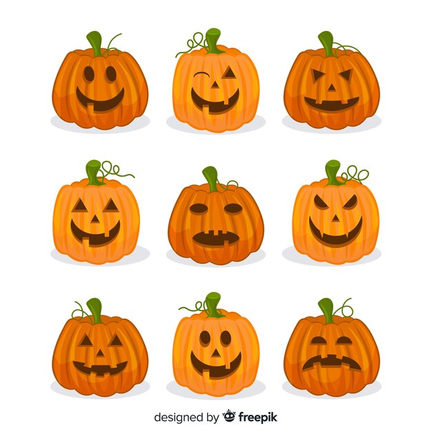 Design plano de coleção de abóbora de halloween