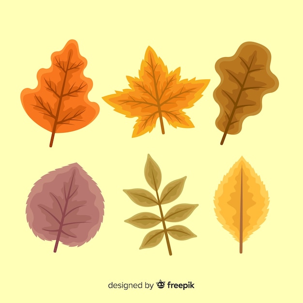 Vetor grátis design plano de coleção de folhas de outono