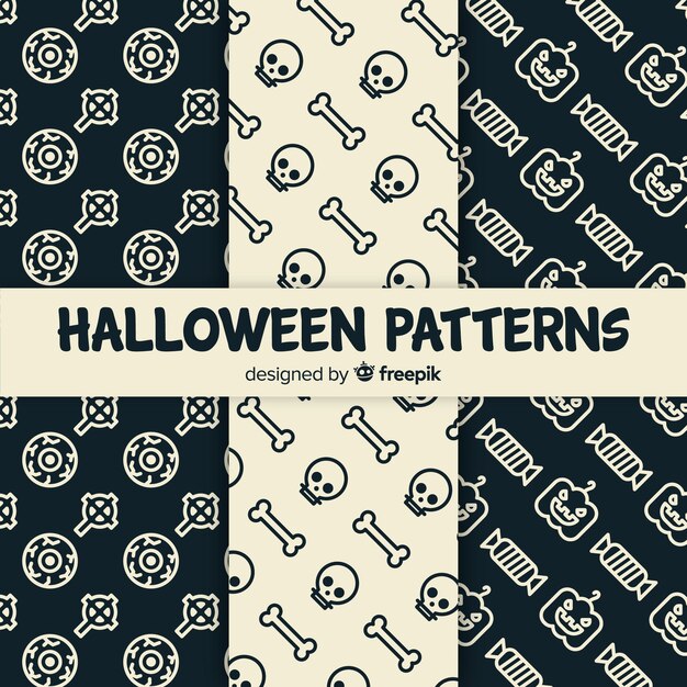 Design plano de coleção de padrão de halloween