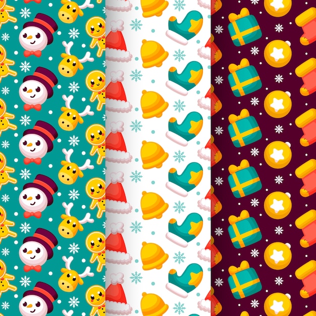 Design plano de coleção de padrão de natal