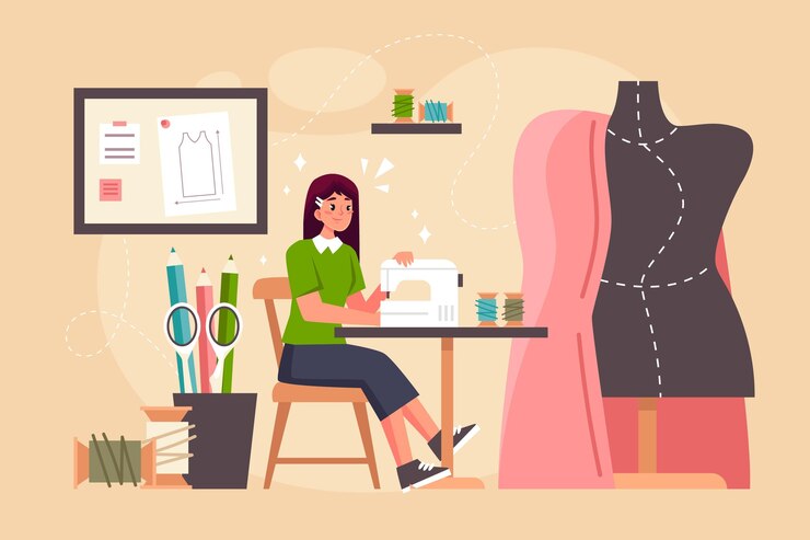 Vetor grátis design plano de conceito de designer de moda