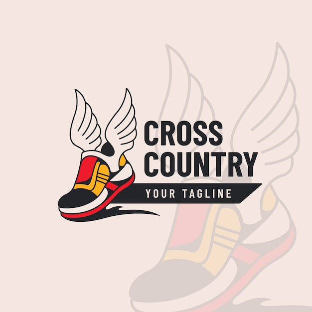 Vetor grátis design plano de design de logotipo de cross country