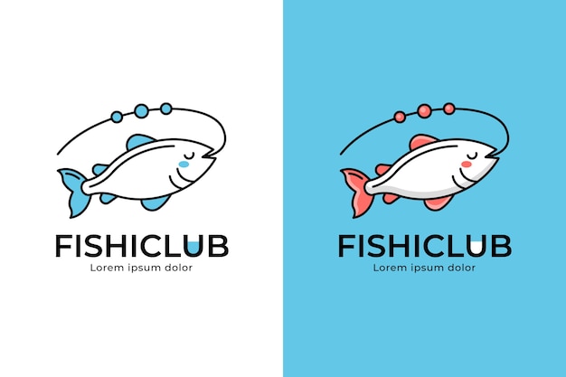 Vetor grátis design plano de design de logotipo de pesca