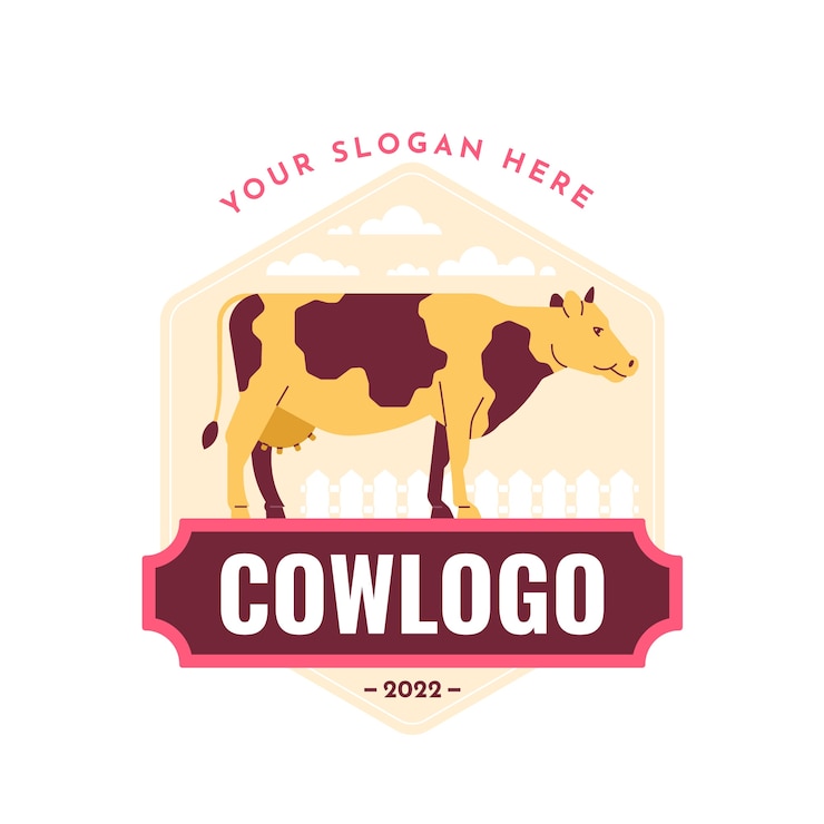 Vetor grátis design plano de design de logotipo de vaca