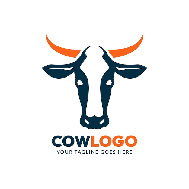 Vetor grátis design plano de design de logotipo de vaca