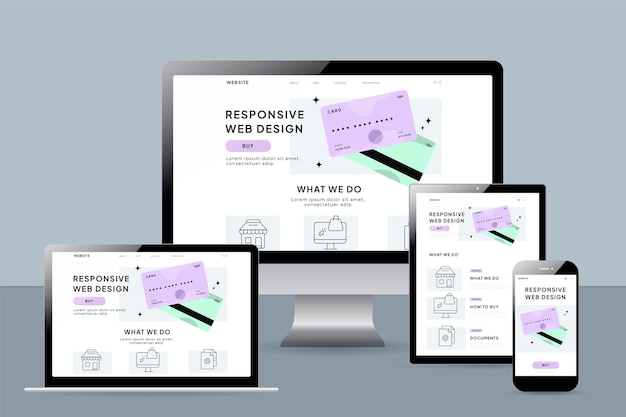 Vetor grátis design plano de design de site responsivo