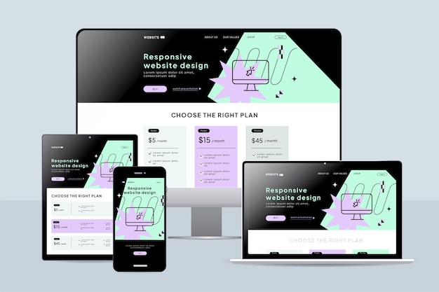 Vetor grátis design plano de design de site responsivo