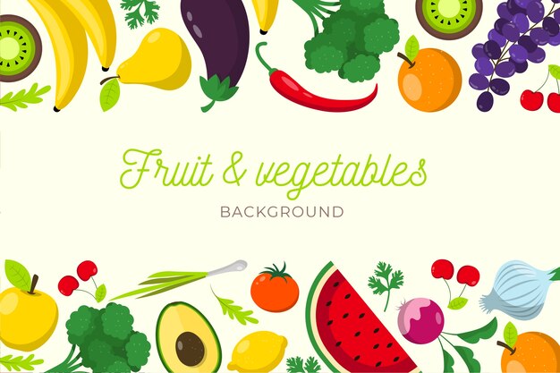 Design plano de frutas e legumes