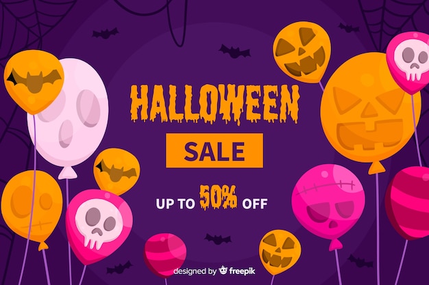 Design plano de fundo de venda de halloween com balões