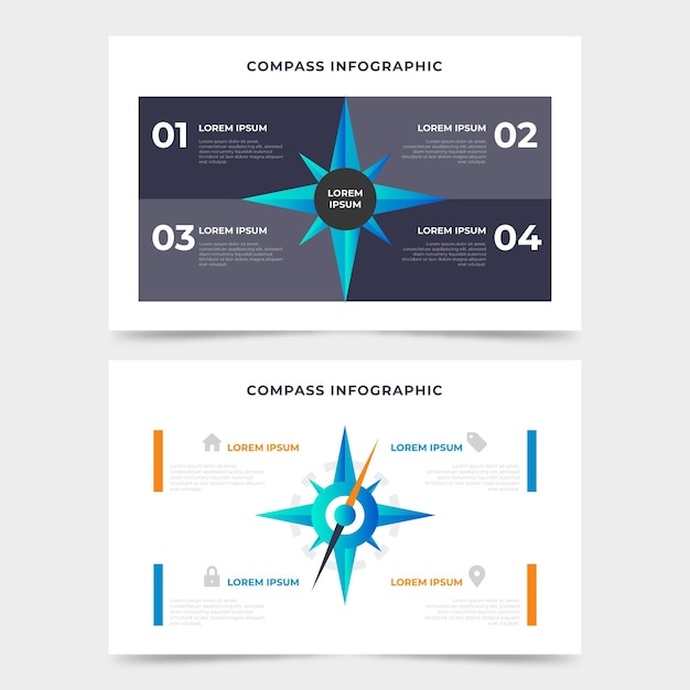 Design plano de infográficos de bússola