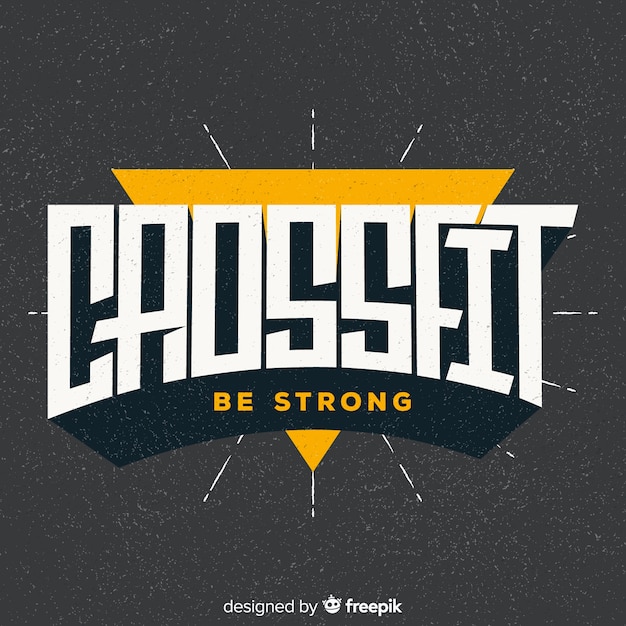 Vetor grátis design plano de logotipo motivacional de crossfit
