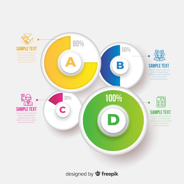 Vetor grátis design plano de modelo colorido infográfico