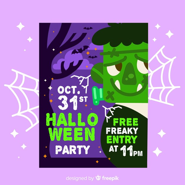 Design plano de modelo de cartaz de festa de halloween