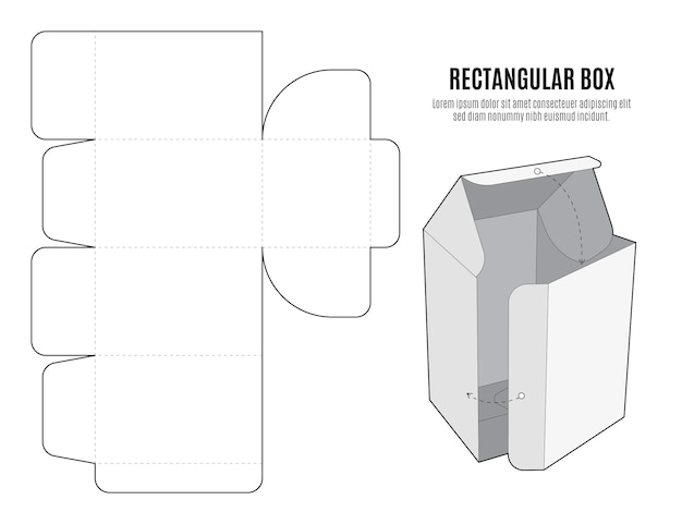 Vetor grátis design plano de modelo de corte e vinco de caixa