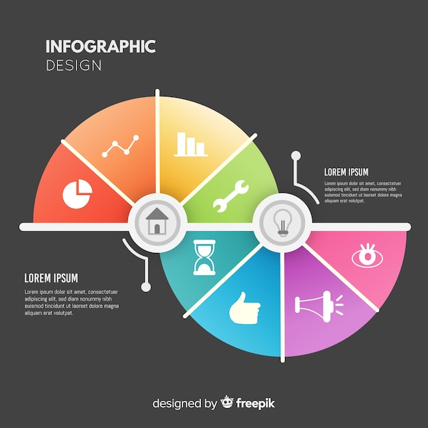 Vetor grátis design plano de modelo de gradiente infográfico